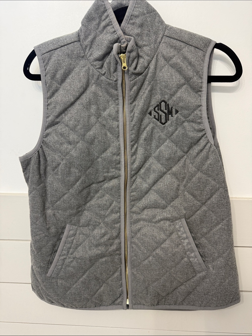 Old Navy Quilted Gray Sleeveless Puffer Vest with Zip